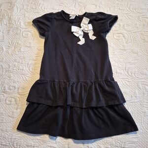 Janie and Jack girls size 6 black with white bow 2010 tiered bottom VGUC